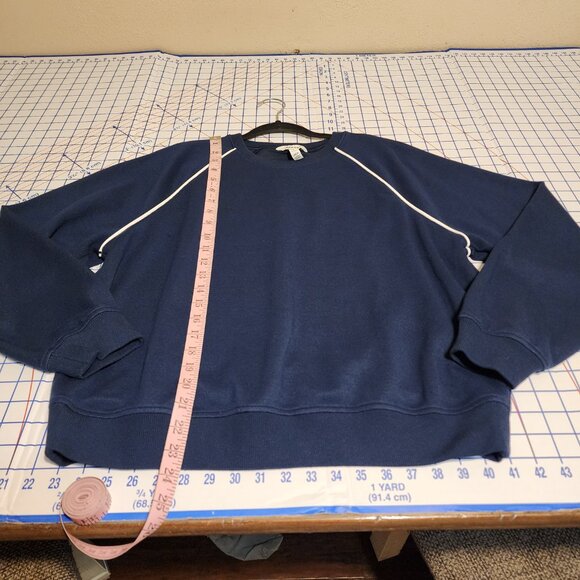 Spanx Airpique Crewneck Sweatshirt NWOT Navy XL - Picture 2 of 12